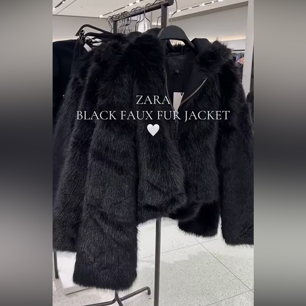 ZARA SHORT FAUX FUR HOODED COAT - Picture 13 of 13